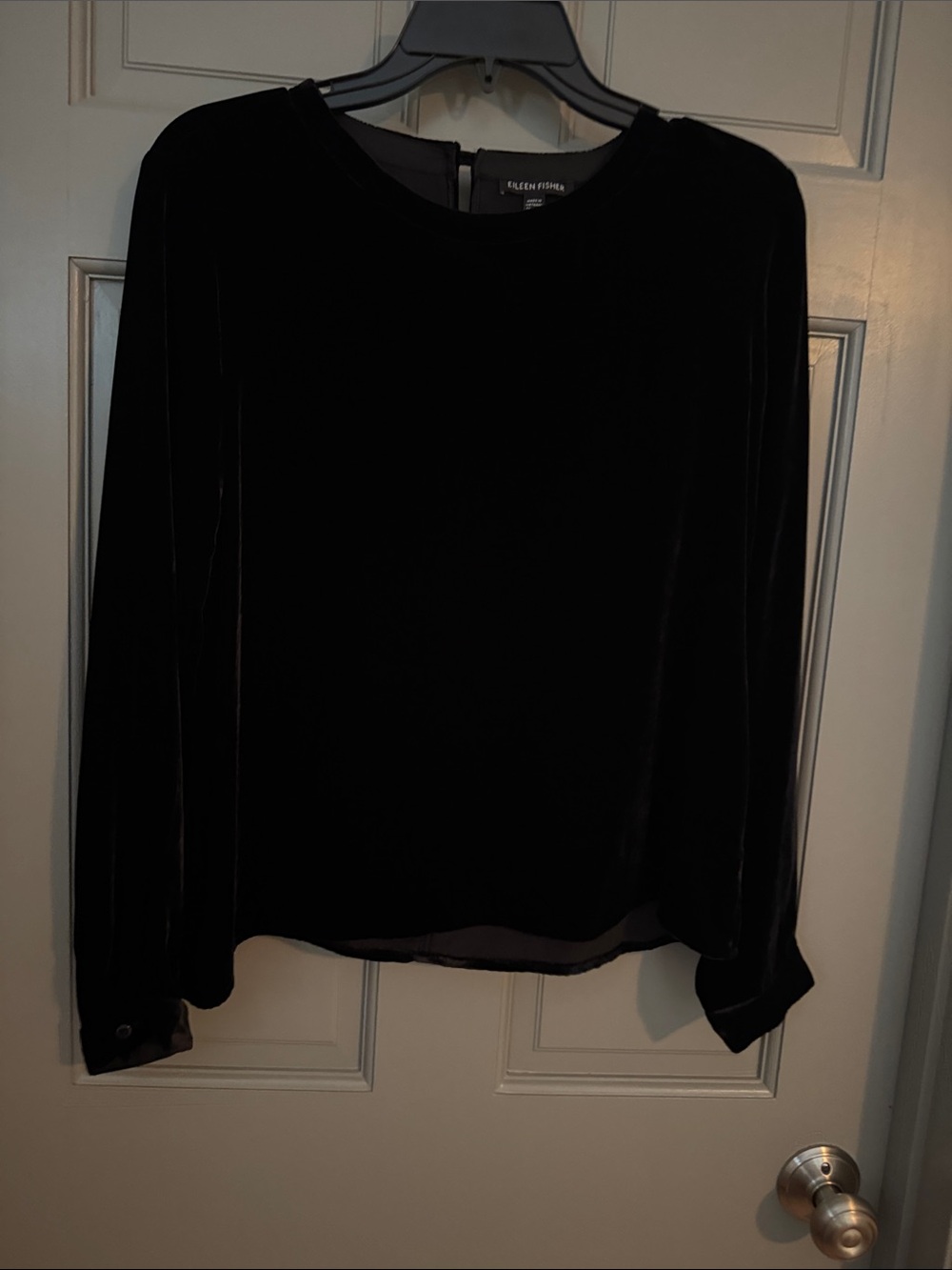 Eileen Fisher Black Velvet Long Sleeve Blouse